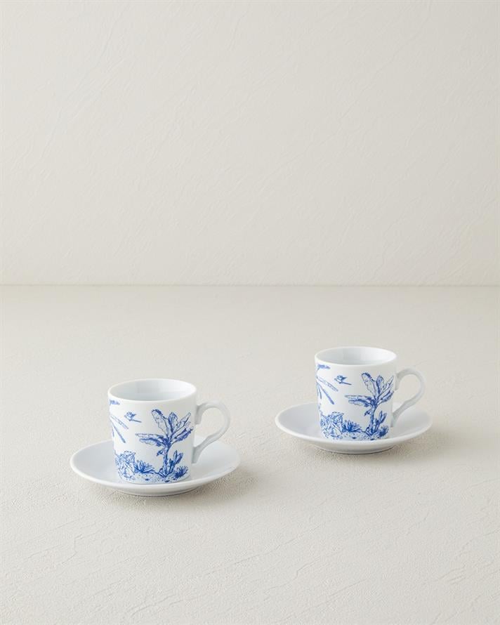 Pappi Porcelain Coffee Cup Set 4 Pieces 2 Seater Blue