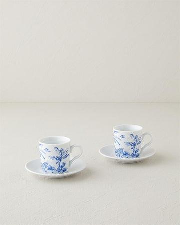 Pappi Porcelain Coffee Cup Set 4 Pieces 2 Seater Blue