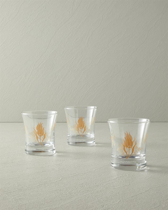 Pasabahçe-Azur Glass 3-Piece Soft Drink Glass Gold