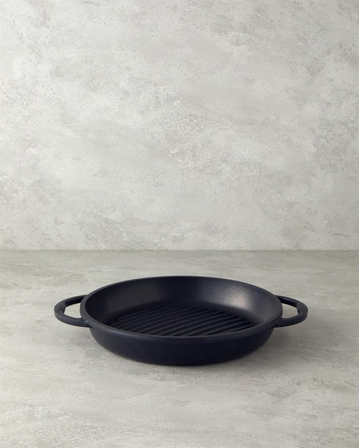 Perfecto Cast Iron Round Grill Pan 28 cm Black