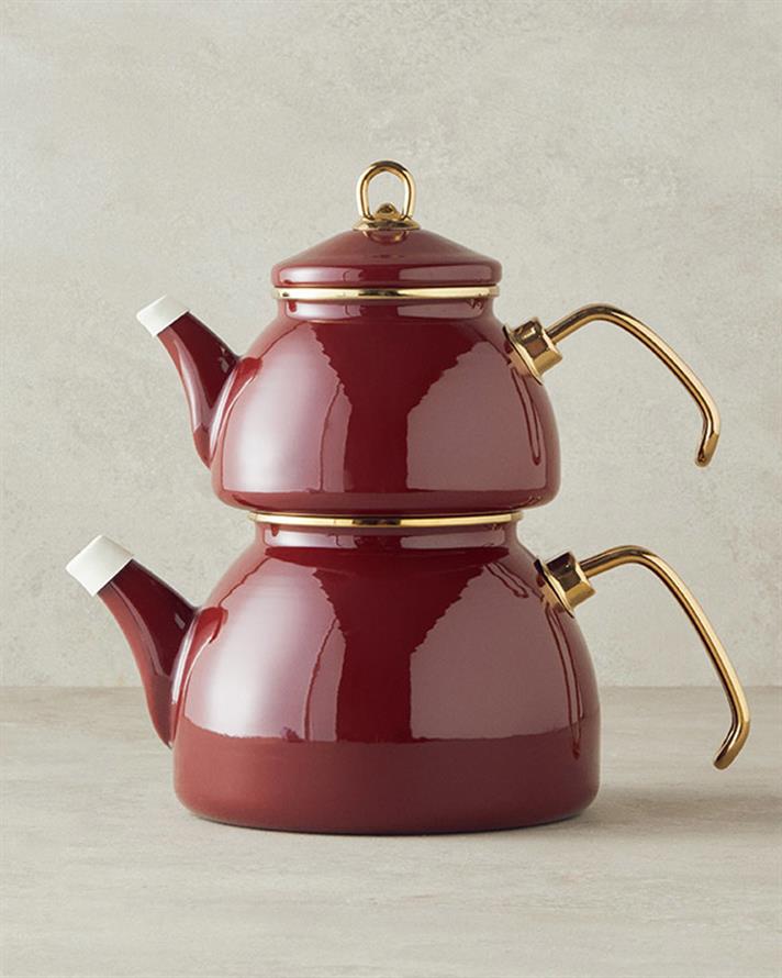 Perro Enamel Teapot Burgundy