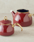 Perro Enamel Teapot Burgundy