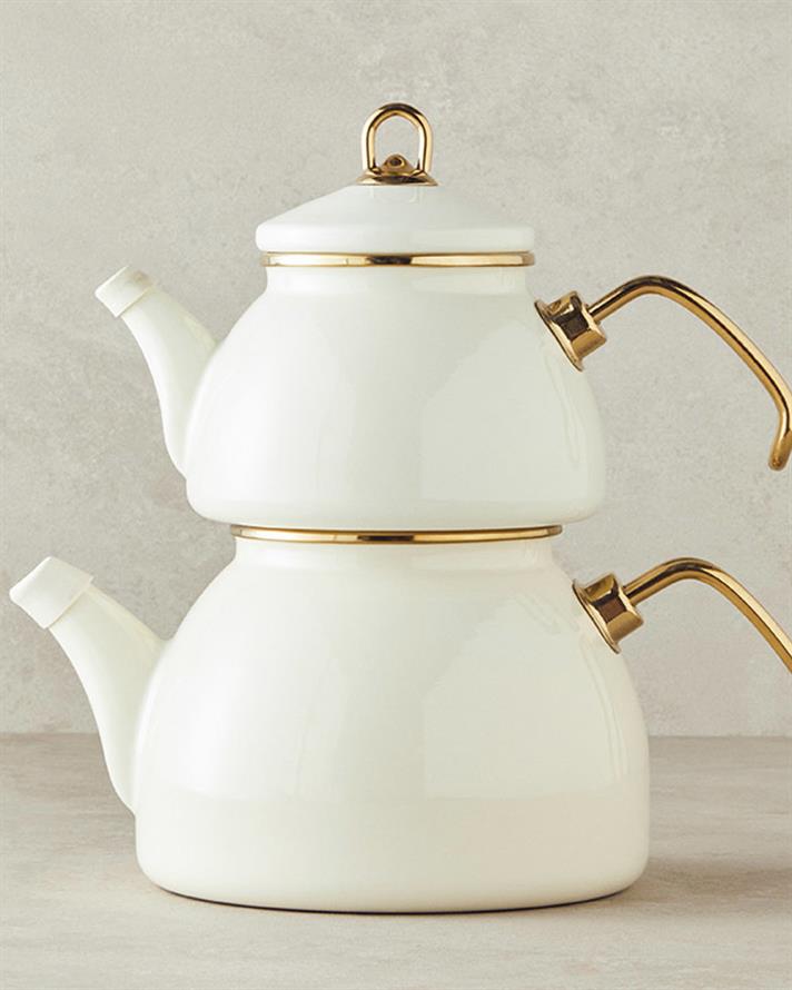 Perro Enamel Teapot Cream