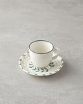Petally Bone Porcelain 4 Pieces 2 Seater Coffee Cup Set 90 ml Blue-Green