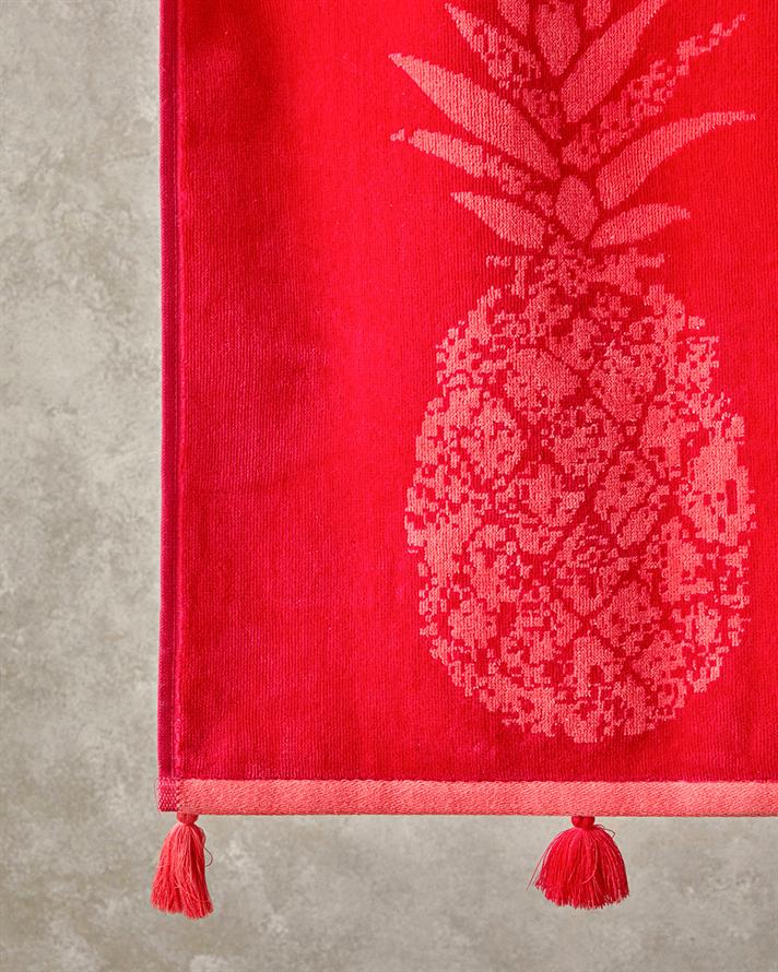 Pineapple Cotton Velvet Yarn Dyed Beach Towel 90x150 cm Fuchsia