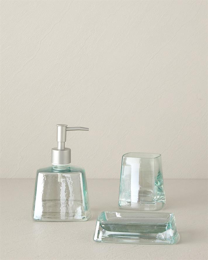 Polina Glass 3-Piece Bathroom Set Green