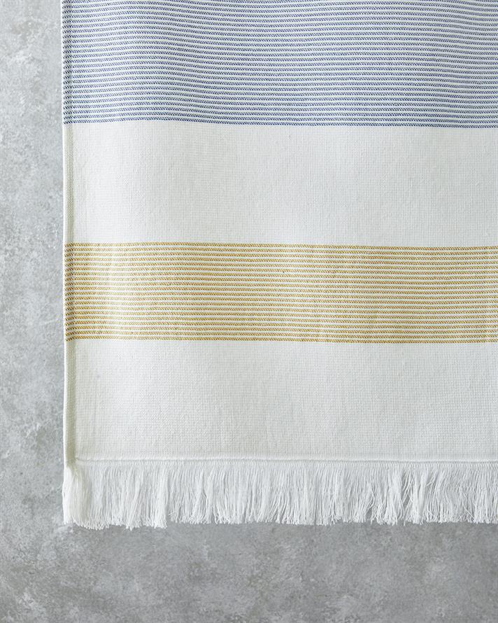 Poti Cotton Striped Beach Towel 90x150 cm Ecry-Blue-Yellow