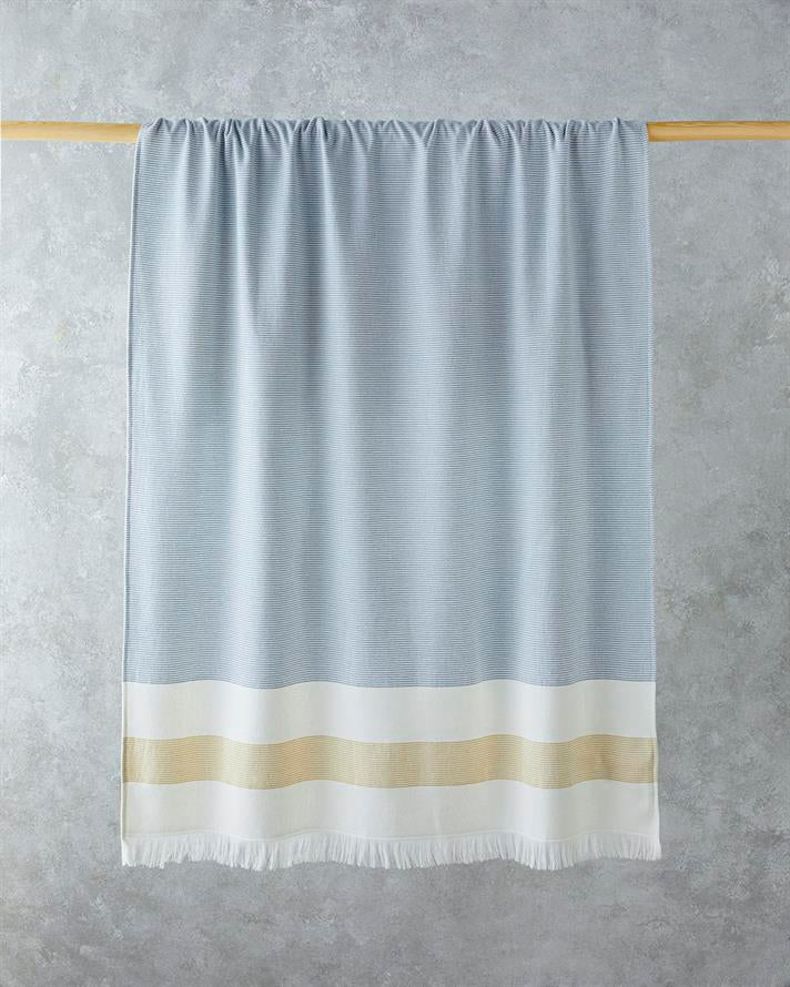 Poti Cotton Striped Beach Towel 90x150 cm Ecry-Blue-Yellow