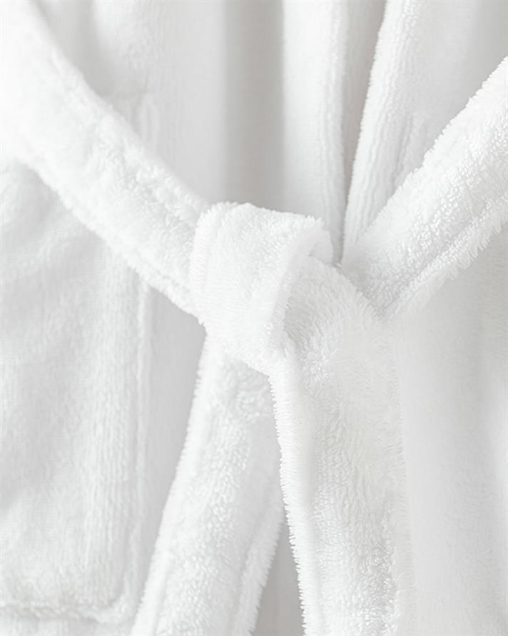 Premium Velvet 100% Cotton Connected Bathrobe White - Grey