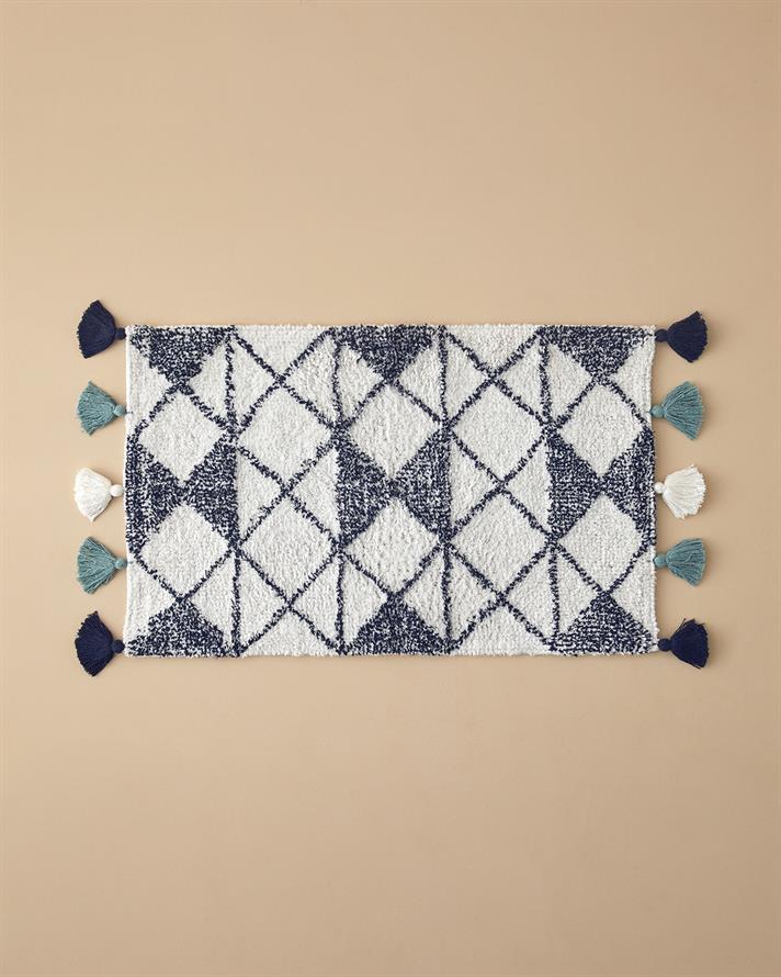 Pyramid Cotton Bath Mat Navy-White