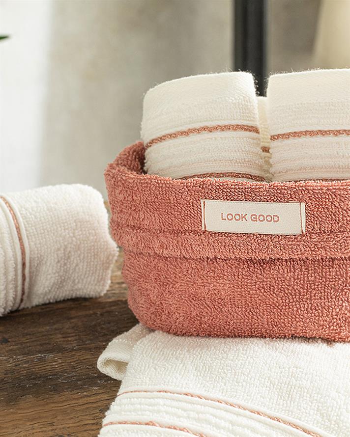 Quadro Cotton Towel Set of 4 30x40 cm Dried Rose - Ecru
