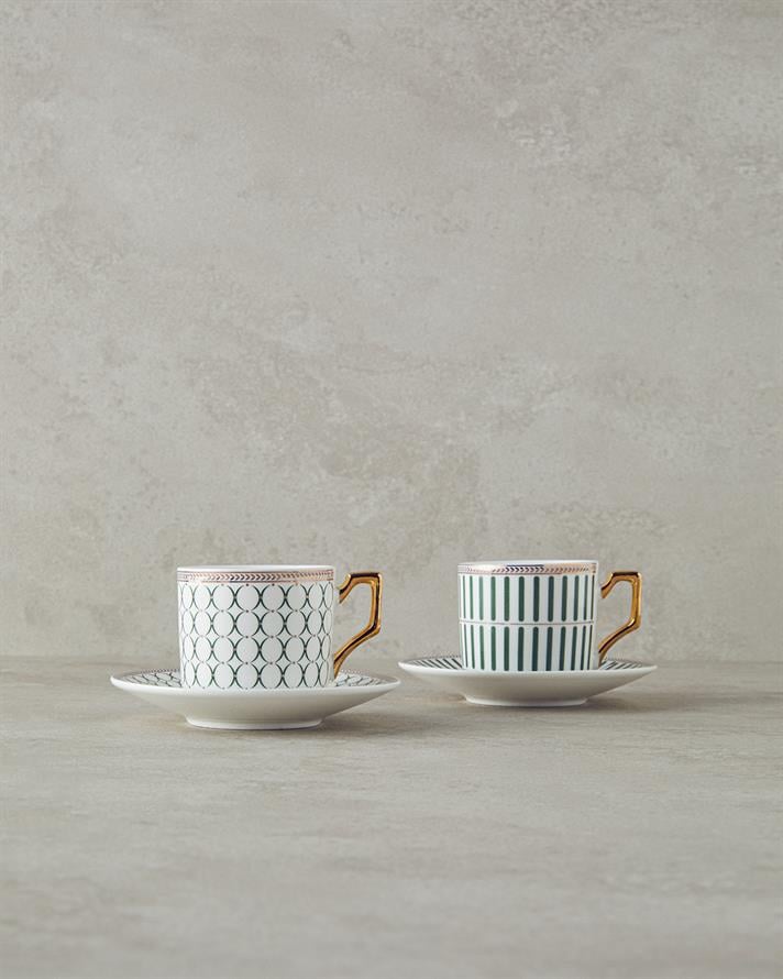 Rabecca New Bone China Coffee Cup Set 4 Pieces 2 Seater Green