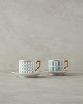 Rabecca New Bone China Coffee Cup Set 4 Pieces 2 Seater Green