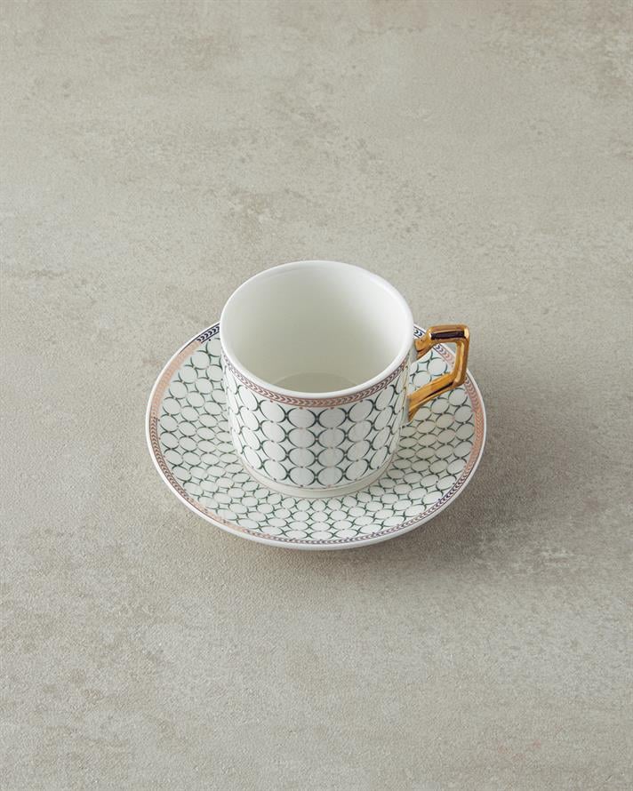 Rabecca New Bone China Coffee Cup Set 4 Pieces 2 Seater Green
