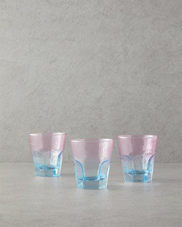 Ramona Glass 3-Piece Cup Pink - Blue