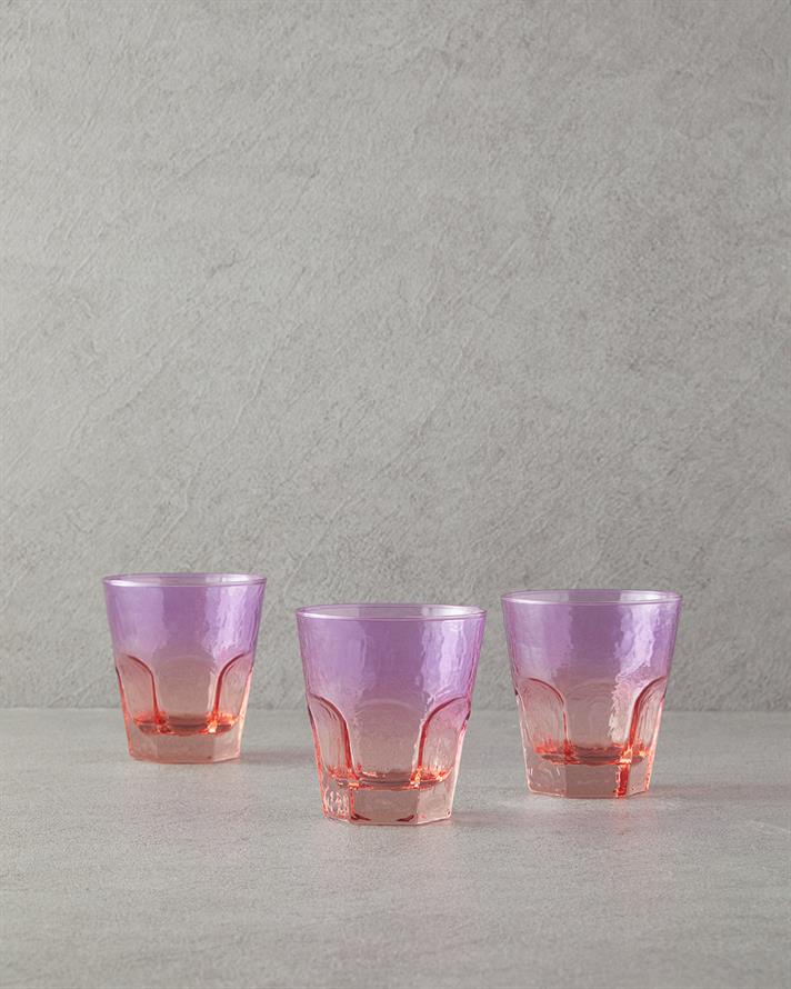 Ramona Glass 3-Piece Cup Pink - Orange