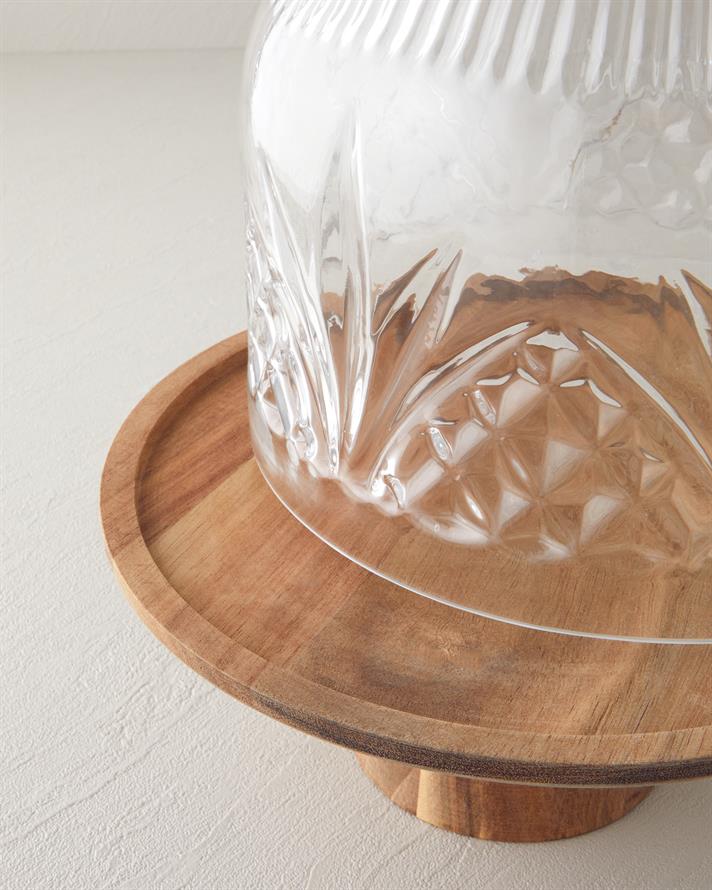 Raphael Acacia-Glass Cake Fan 25 cm Transparent