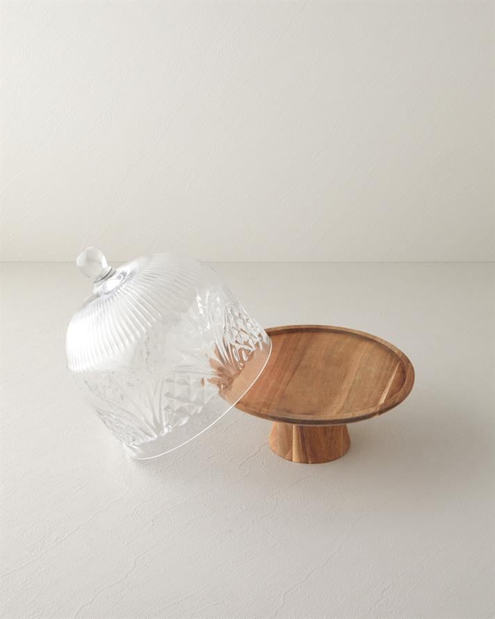 Raphael Acacia-Glass Cake Fan 25 cm Transparent