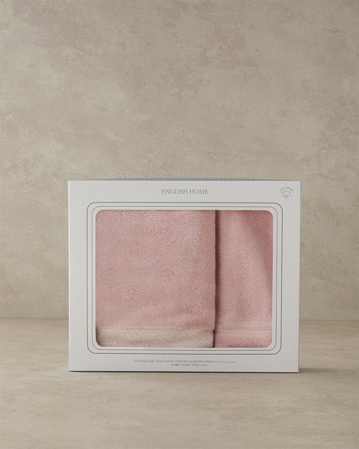 Rattan Cotton Face Towel Set Pink