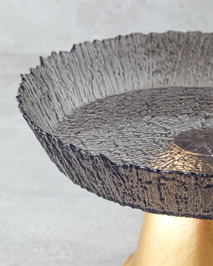 Regal Glass Cake Stand 25 cm Black-Gold