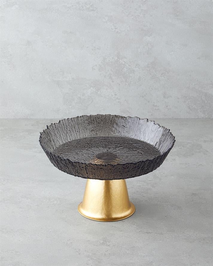 Regal Glass Cake Stand 25 cm Black-Gold