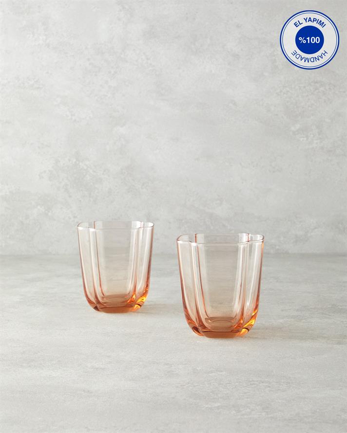 Reina Glass Handmade 2 Pcs Soft Drink Cup Powder