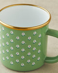 Retro Floral Enamel Mug 350 ml Green