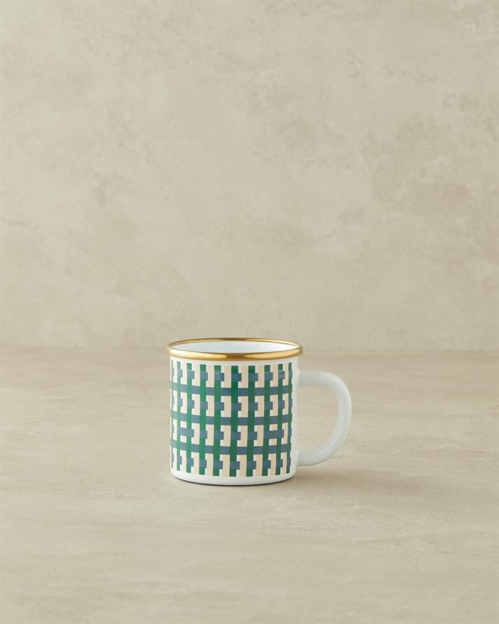 Retro Plaid Enamel Mug 350 ml Colorful