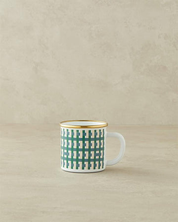 Retro Plaid Enamel Mug 350 ml Colorful