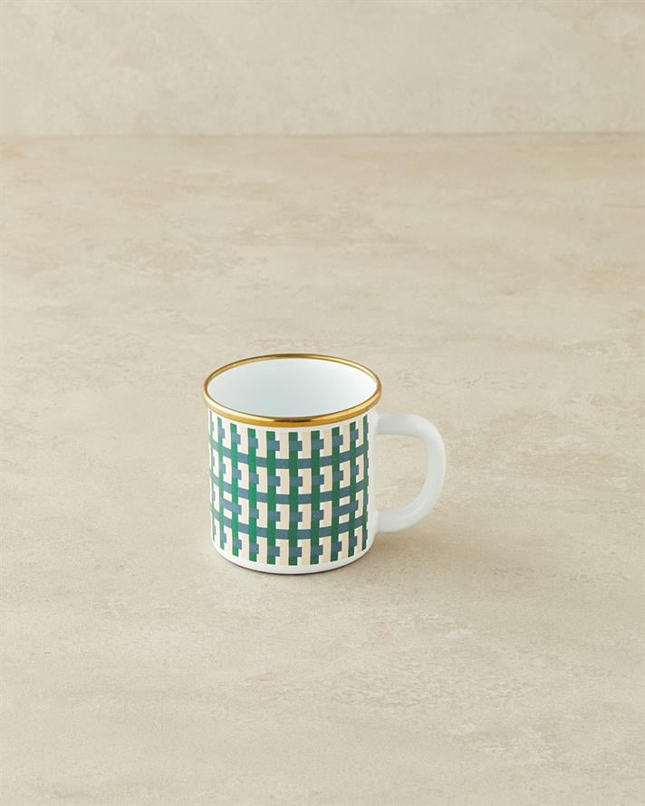 Retro Plaid Enamel Mug 350 ml Colorful