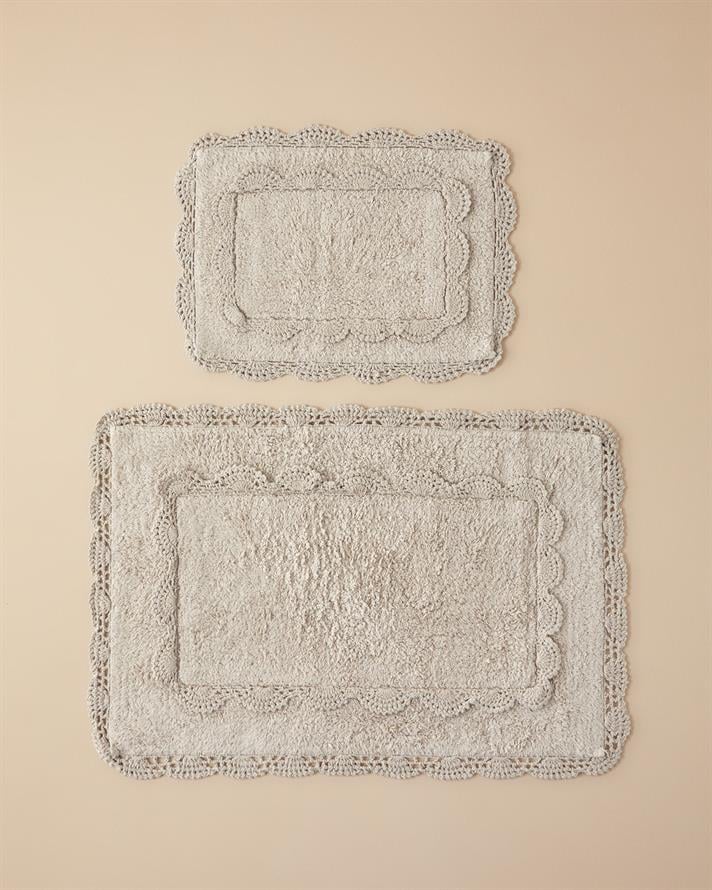 Romantic Cotton Bath Mat Set Beige