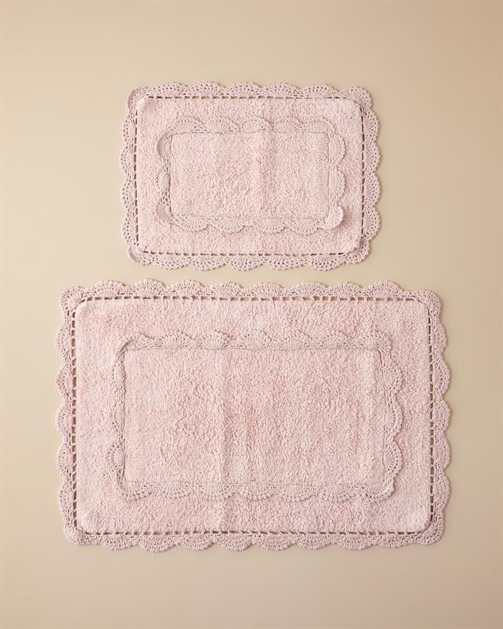 Romantic Cotton Bath Mat Set Pink