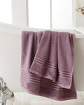 Romantic Stripe Cotton Flush Bath Towel Set Light Purple