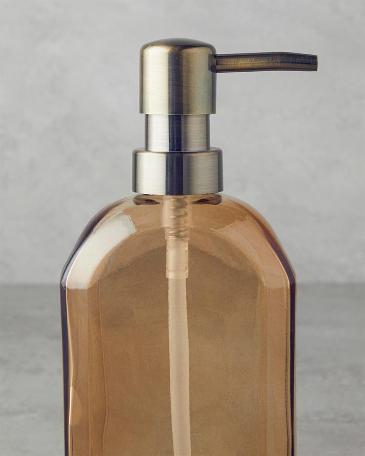 Roya Glass Bathroom Liquid Soap Dispenser Amber