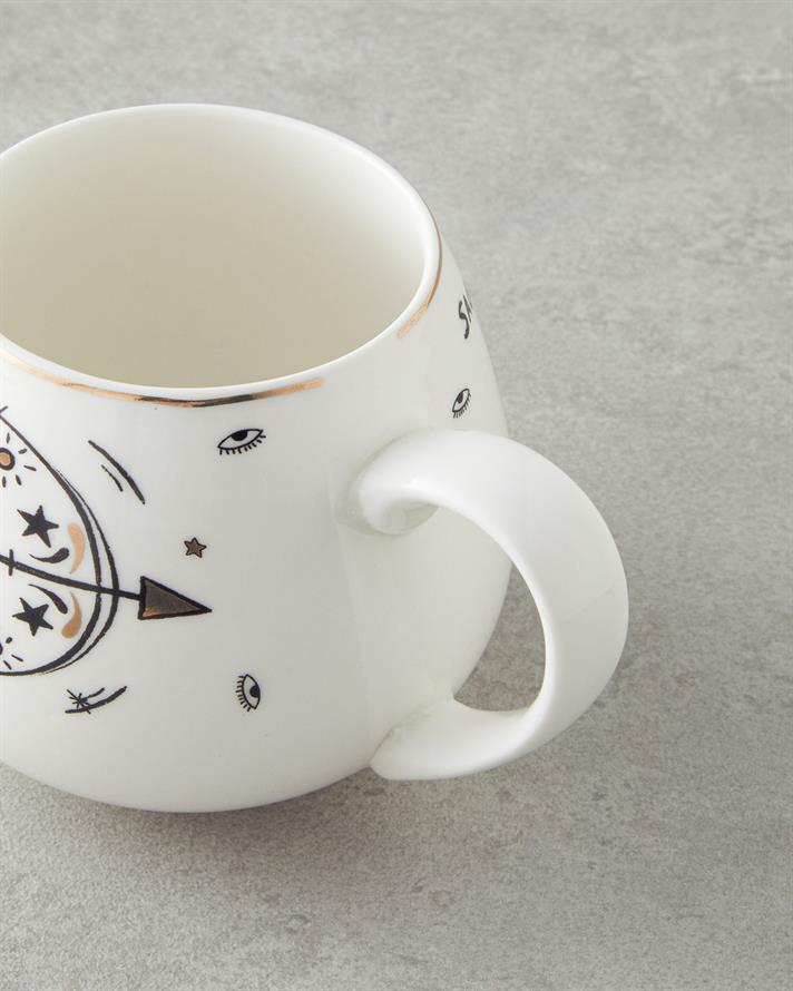 Sagittarius New Bone China Mug 325 ml Black-White-Gold