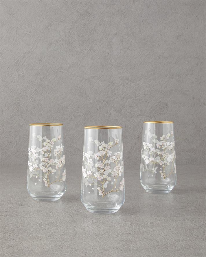 Sakura Dream 3 Pcs Glass Cup Transparent