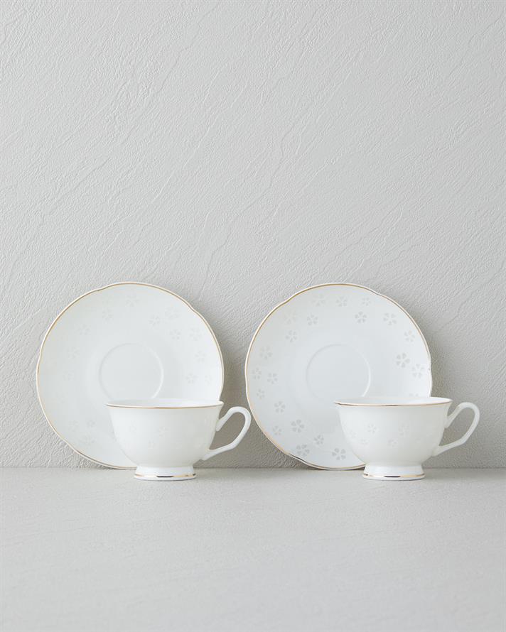 Sakura New Bone China 4 Piece 2 Seater Coffee Cup Set Gold