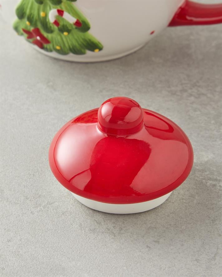 Snow Smile Dolomite Teapot 640 ml White - Red