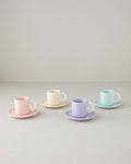 Softy New Bone China 8 Pieces 4 Seater Coffee Cup Set 100 ml Colorful