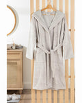 Softy Triga Hooded 100% Cotton Bathrobe Grey