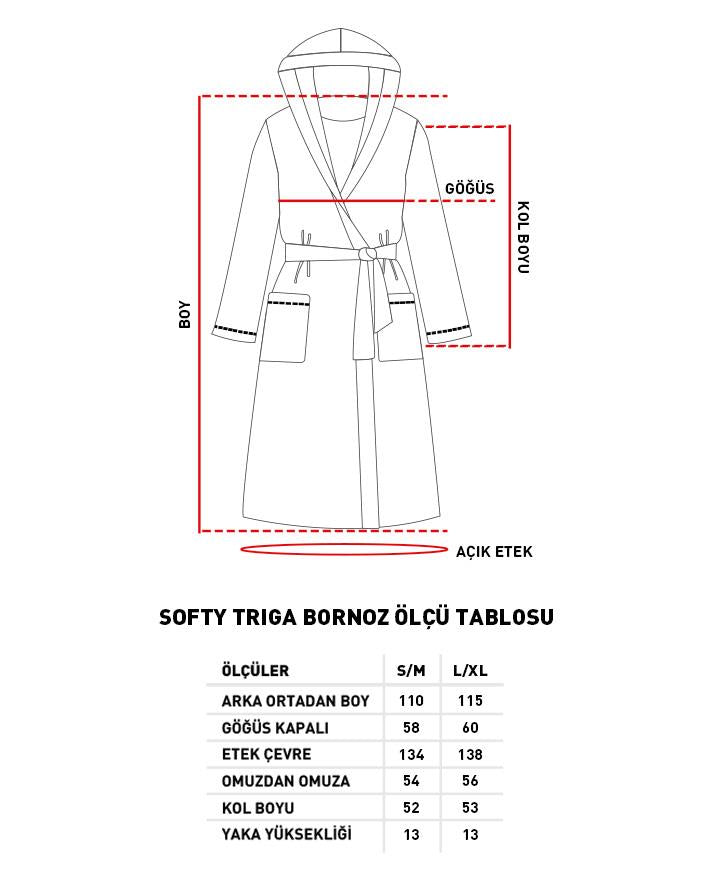 Softy Triga Hooded 100% Cotton Bathrobe Grey