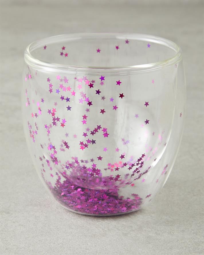 Sparkle Borosilkat Glass Double Walled Mug Pink