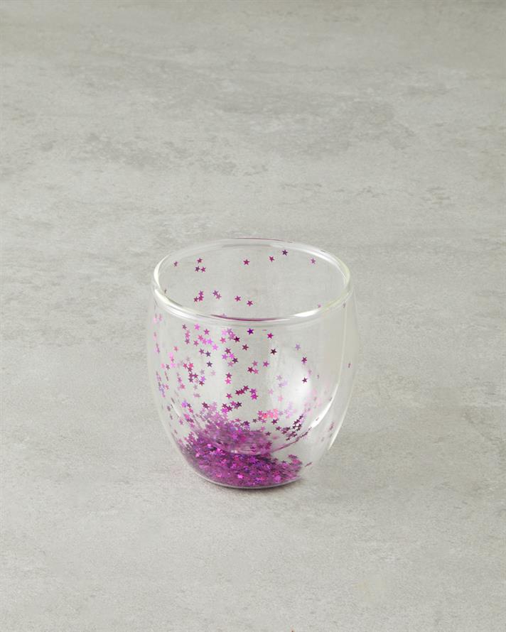 Sparkle Borosilkat Glass Double Walled Mug Pink