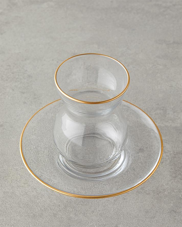 Stellar Glass 12 Pieces 6 Person Tea Set 140 ml Gold