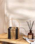 Striped Wire Mesh Lantern Natural-Black