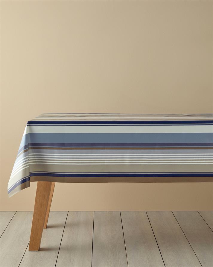 Striped Pvc Table Cloth Navy Blue