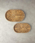 Stripy Bamboo Decorative Tray Naturel