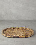 Stripy Bamboo Decorative Tray Naturel