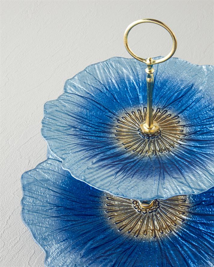 Sunflower Glass Floor Serving 21x28 cm Blue