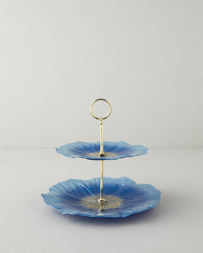 Sunflower Glass Floor Serving 21x28 cm Blue